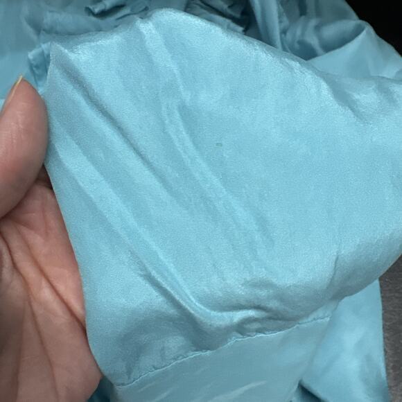 J. Crew Collection Ruffle Shirt In Garment Dyed Blue 100% Silk Size 0 - Picture 8 of 10